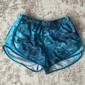 Nike Dri-FIT Running Shorts Blue Geometric Print Built-In Liner |  Women’s Large